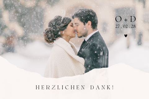 Stilvolle Dankeskarte Hochzeit mit Initialen des Brautpaars