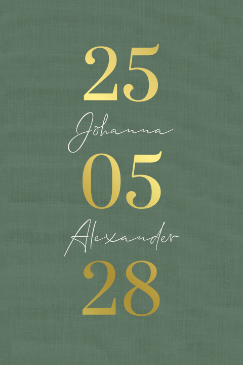 Hochzeitseinladung Green mit goldfarbenem Datum