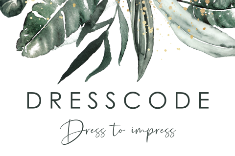 Dresscode Karte mit Blättern