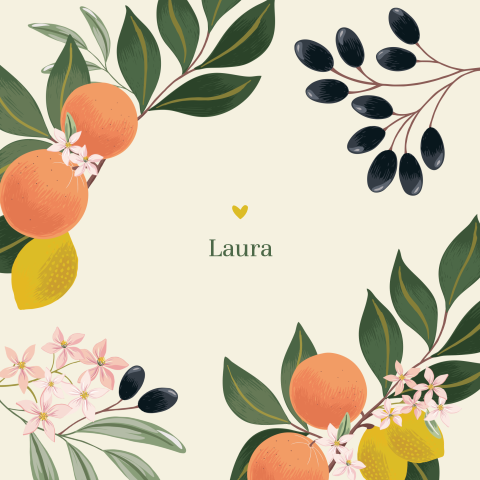 Fröhliche Geburtstagseinladung mit Zitronen und Orangen