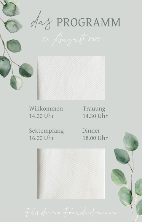 Tagesablauf Einsteckkarte mit Eukalyptuszweigen | 2 Stück