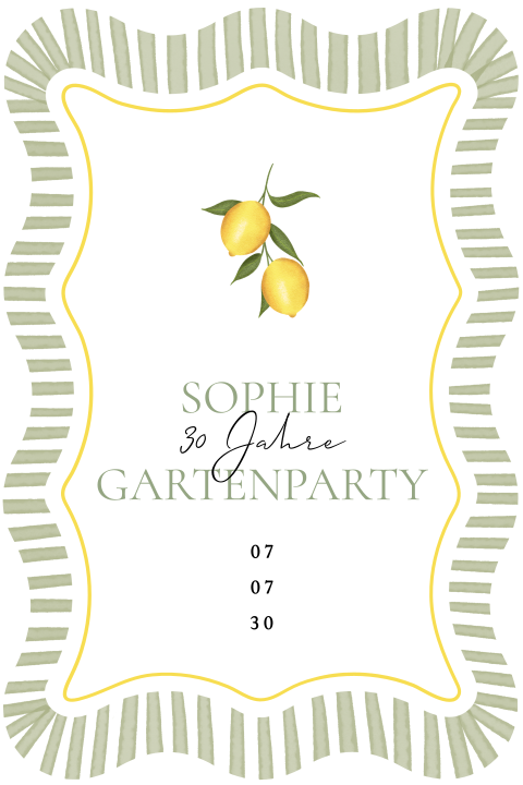 Geburtstagseinladung mit Zitronen im mediterranischen Stil