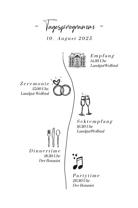 Moderne Tagesablaufkarte mit runden Ecken