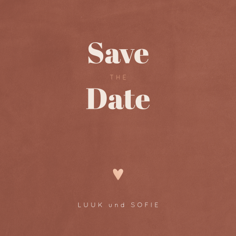 Moderne Save the Date Karte mit Roségoldfolie auf Samtoptik