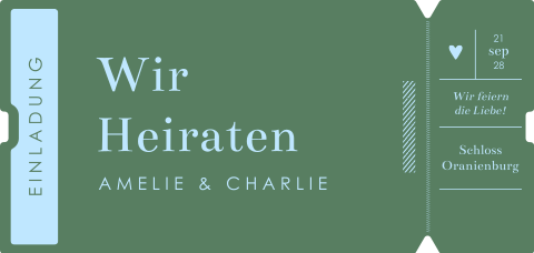 Party Ticket Einladungskarte Hochzeit Colorblock