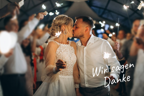 Magnetische Dankeskarte Hochzeit mit großem Foto