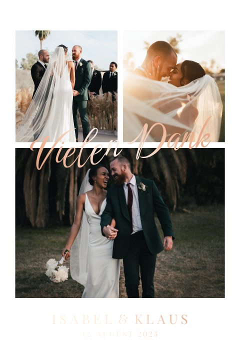 Hochzeit-Danksagung mit vielen Fotos und Foliendruck