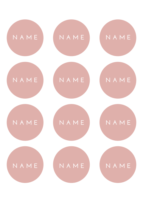 Runde Namenskarten Jugendfeste in rosa, 12 Stück