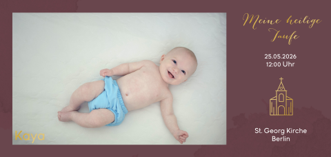 Einladung zur Taufe mit Hochglanz und Foto panorama Format