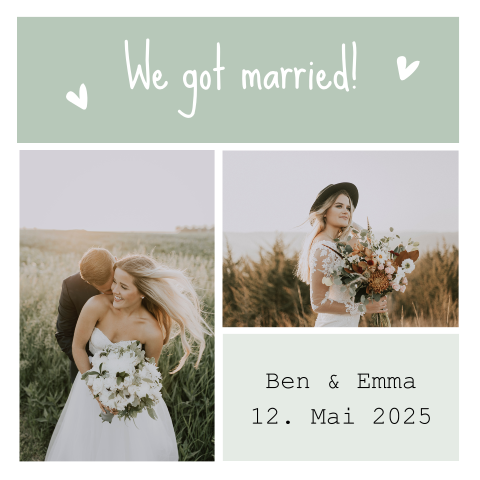 Moderne Wir haben geheiratet-Karte mit Fotocollage
