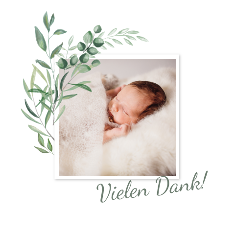Danksagung zur Taufe mit Zweigen und Foto