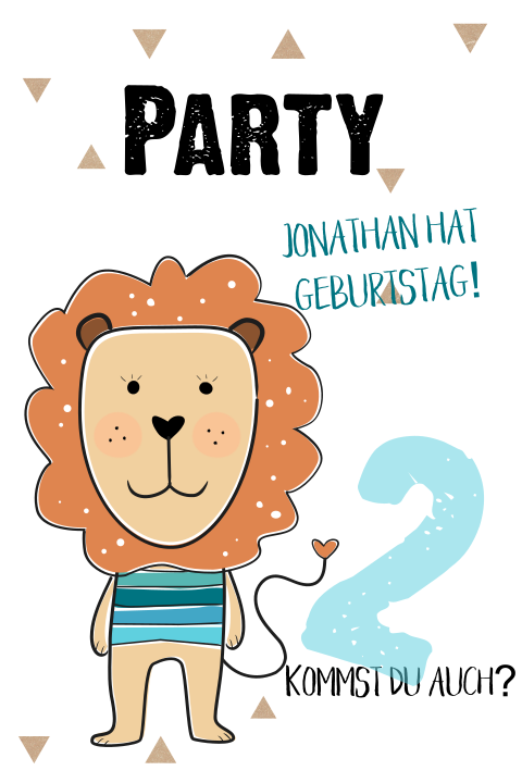 Kinderfesteinladung mit gezeichnetem Löwen