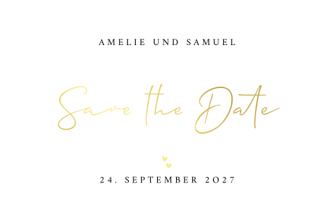 Moderne Save the Date Karte mit Goldfolie