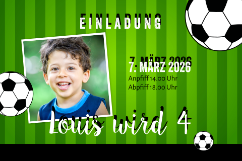 Coole Einladung zum Kindergeburtstag "Fussball"