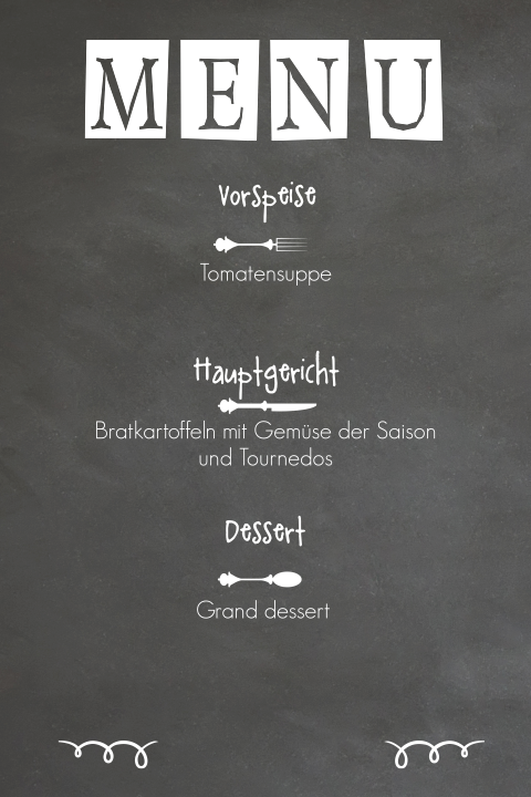 Menükarte im modernen Schultafel-Look