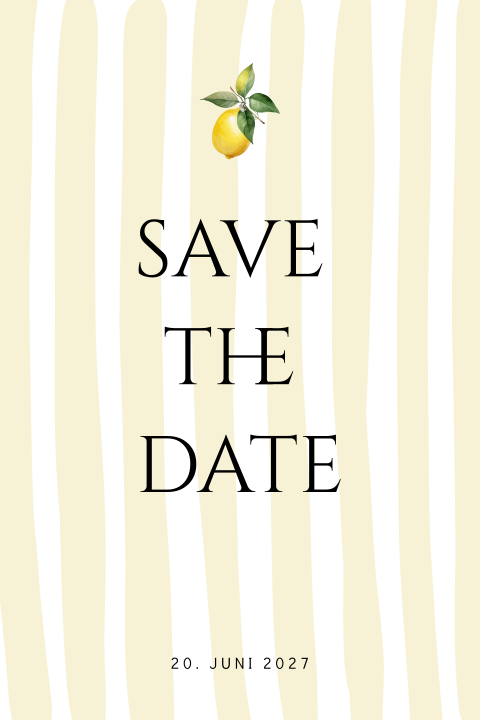 Save the Date Karte mit mediterranem Zitronen Motiv