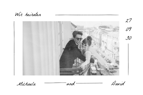 Minimalistische Hochzeitseinladung mit Polaroidfoto