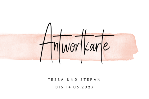 Stilvolle Antwortkarte "Rosa Aquarell" mit Postkartenstil