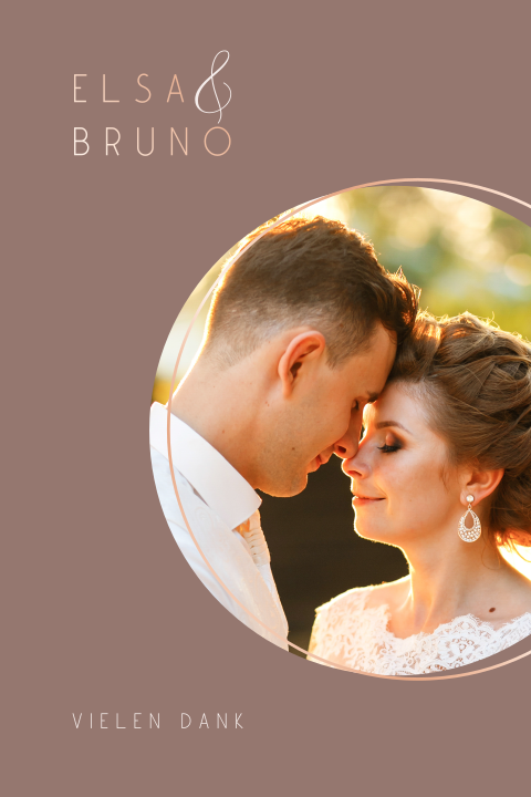 Elegante Danksagungskarte im Braunton mit Foliendruck