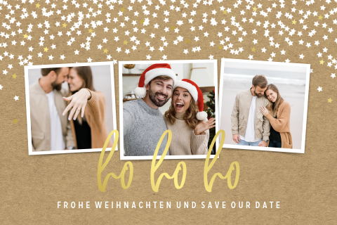 Frohe Weihnachten Save the Date mit Sternen und Bildern