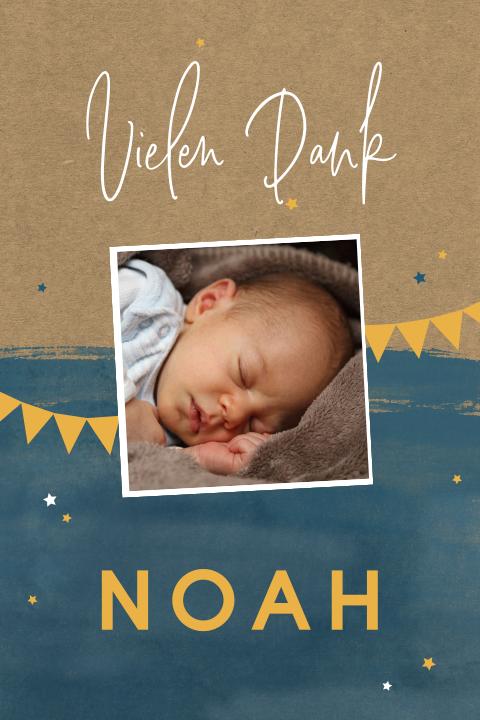 Coole Dankeskarte in Kraftpapier-Look mit Girlanden