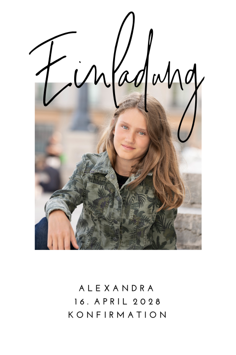 Schlichte Einladung zur Konfirmation mit Fotos und abgerundeten Ecken