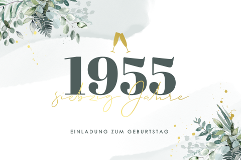 Stilvolle Einladung zum 70. Geburtstag mit Zweigen und Blättern