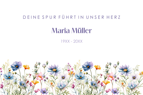 Dankeskarte Trauer mit floralem Design und lila Farben