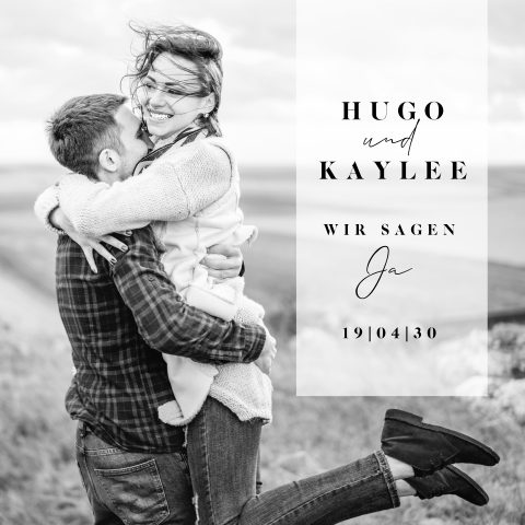 Quadratische Hochzeitseinladung mit großem Foto