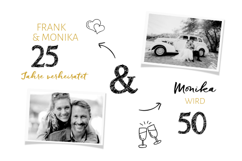 Doppelparty-Einladung 25 und 50 mit Fotos