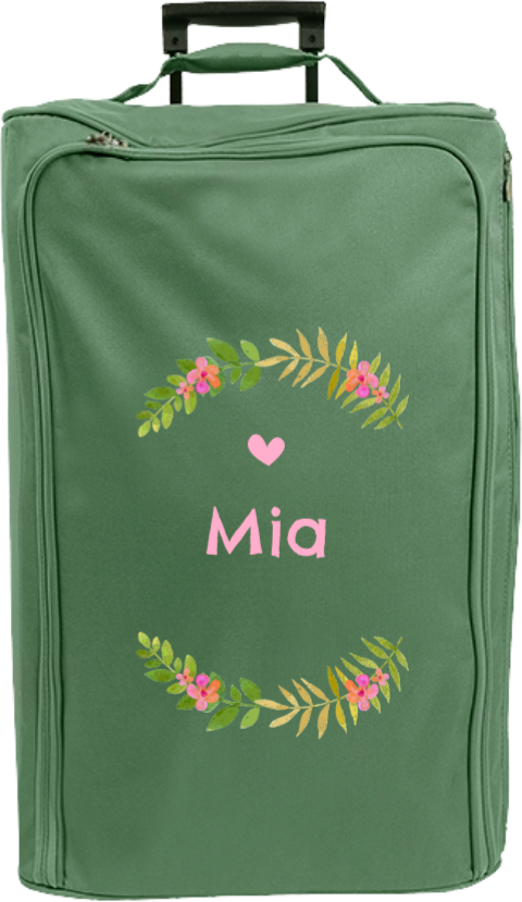 Niedlicher Reisetrolley mit Namen und Blümchen