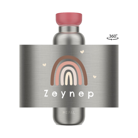 Mepal Thermosflasche mit Name, Regenbogen und Herzen