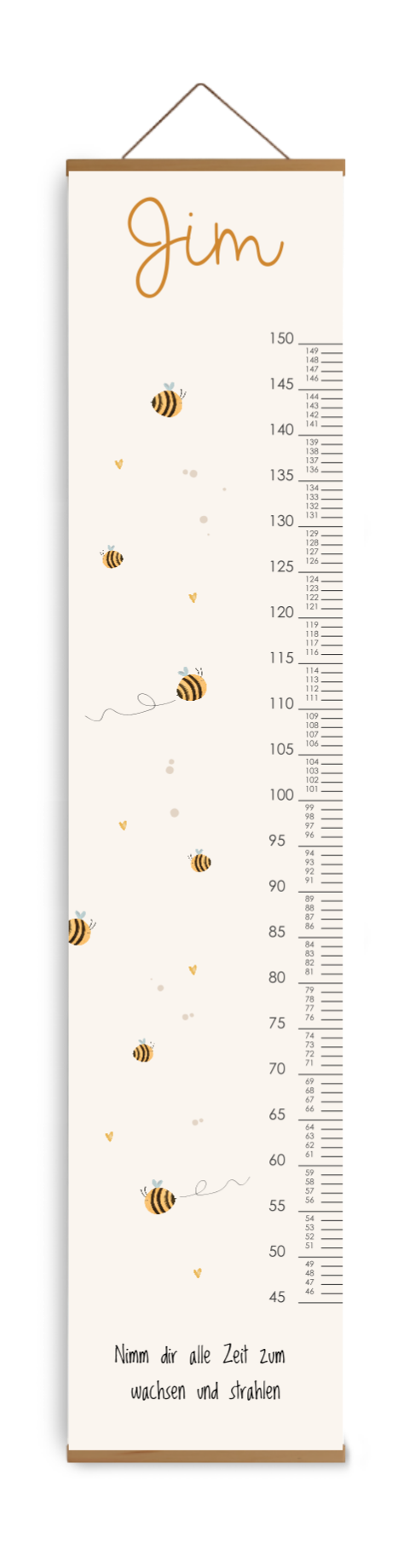 Kindermesslatte zum Aufhängen mit Bienchen