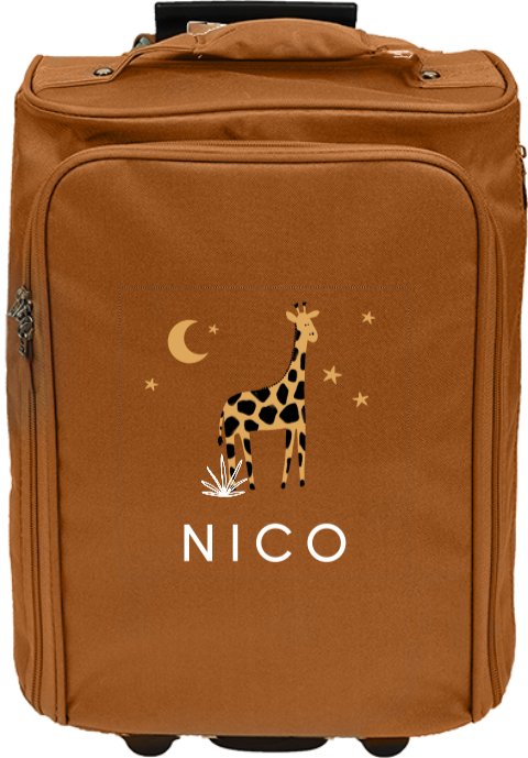 Personalisierter Trolley mit Giraffe, Nachthimmel und Namen