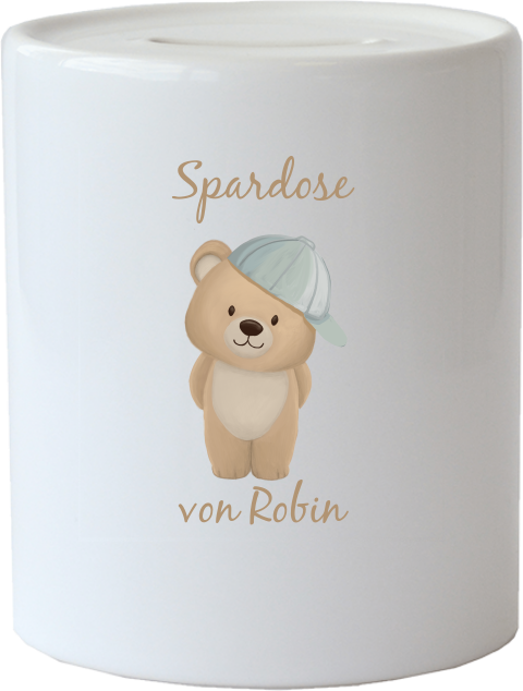 Spardose personalisierbar mit Namen und Teddy Motiv