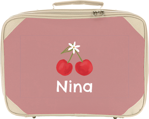 Schlichter Kinderkoffer mit Kirschen und Namen