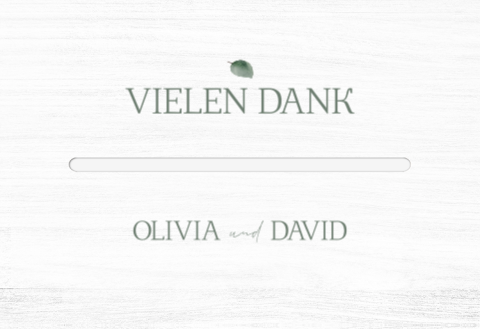 Kartenbox Hochzeit mit Eukalyptusblatt und schlichter Schrift