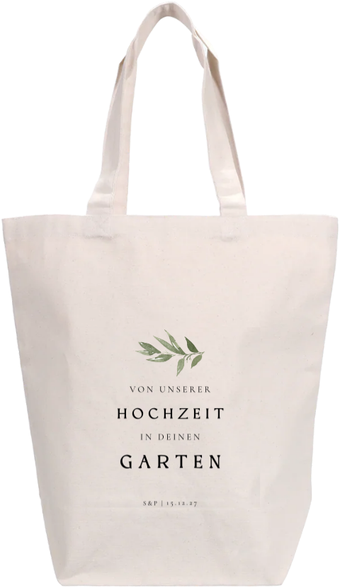 Botanischer Jutebeutel als Gastgeschenk zur Hochzeit mit Olivenzweig