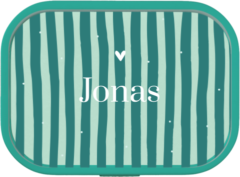 Brotdosen personalisiert mit modernem Streifenmuster und Namen