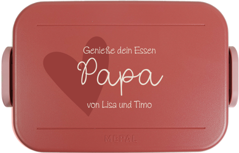 Brotdose zum Vatertag in Rot mit Herz