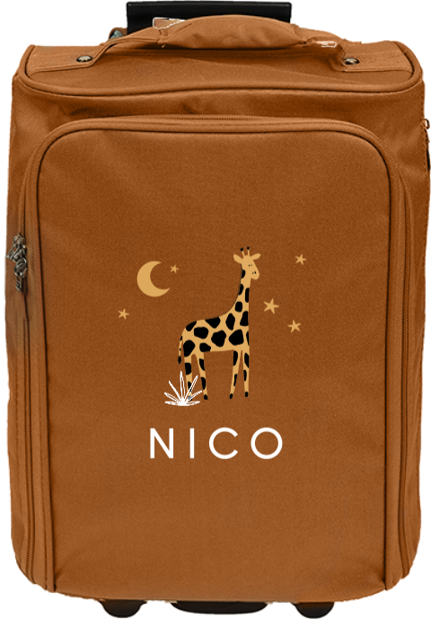 Personalisierter Trolley mit Giraffe, Nachthimmel und Namen