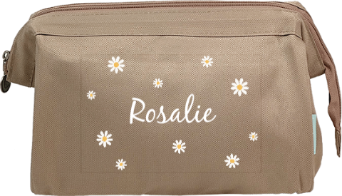 Floraler Kulturbeutel mit Namen und Blümchen