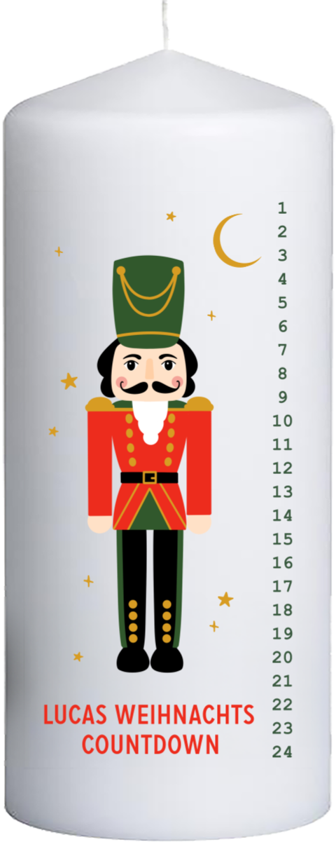 Klassische Weihnachts-Adventskerze mit Nussknacker