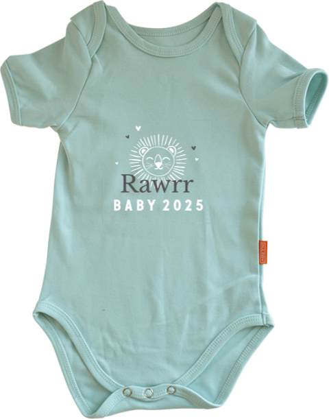 Bedruckbarer Body "Rawrr" mit Löwen und Geburtsjahr