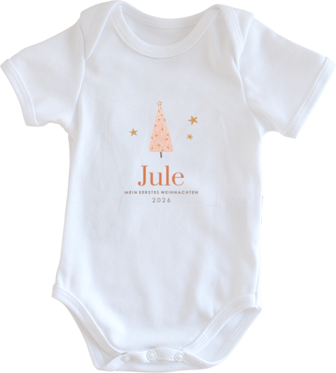 Niedlicher Strampler mit Name, Tannenbaum und Sternen