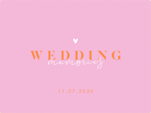 Hölzerne Erinnerungskiste Hochzeit mit Colorblocking pink und orange