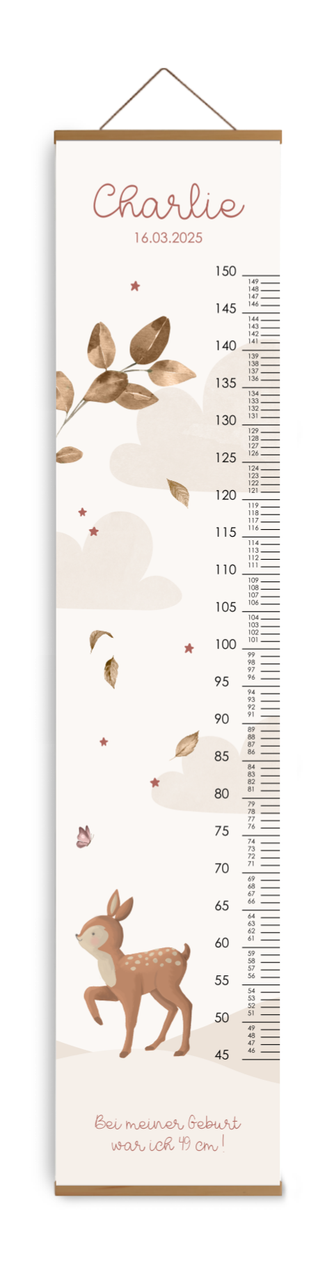 Kindermesslatte zum Aufhängen mit süßem Reh