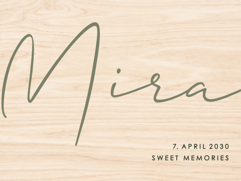 Schlichte Memorybox mit Geburtstdatum und Namen