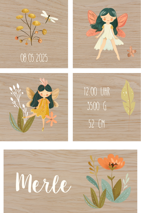 Florale Bauklötze mit Blumen und Feen