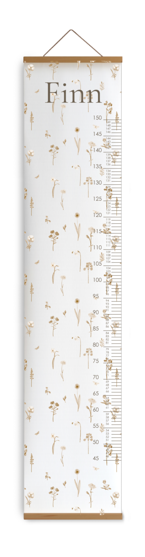 Kindermesslatte zum Aufhängen mit gezeichneten Blümchen